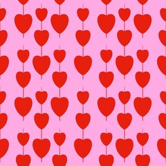 Seamless pattern with hearts on a pink background. Romance, holiday, wedding, love. Design on different materials, fabric, wallpaper, packaging, cover, background...