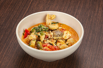 Thai red spicy curry with chicken