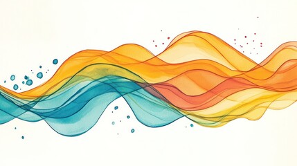 Abstract waves of color in blue, orange, and yellow, creating a fluid, dynamic visual effect.