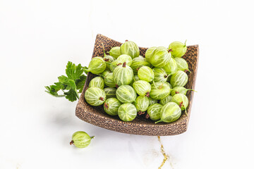 Sweet ripe gooseberries in the bowl