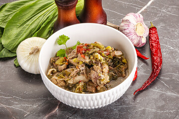 Steamed lamb meat with vegetables