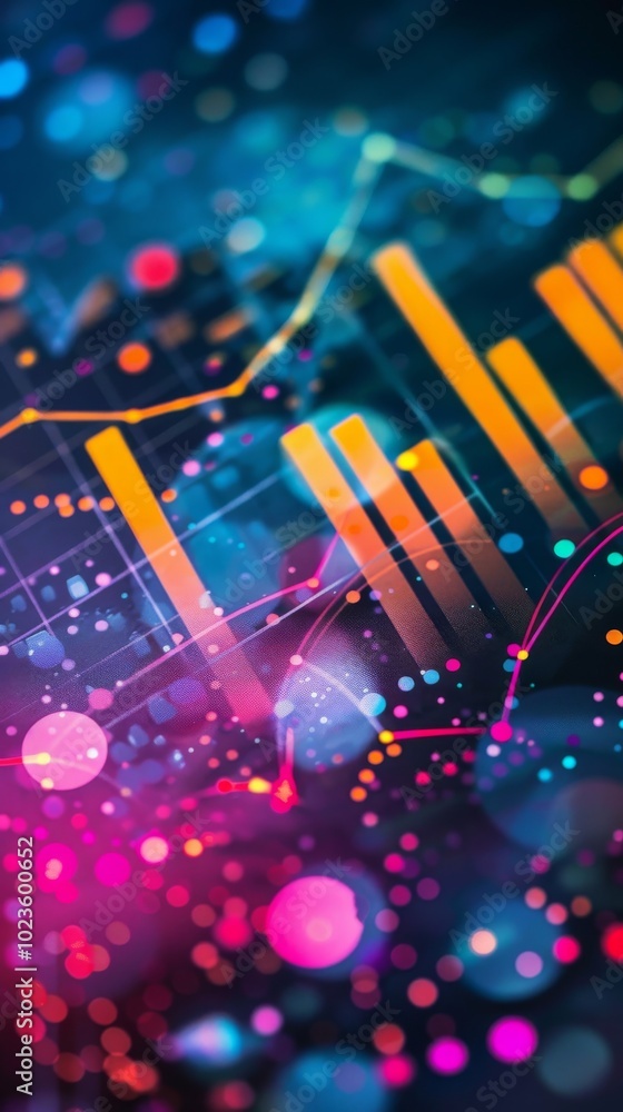 Aufkleber marketing metrics on a colorful abstract setting.