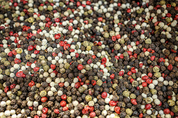 Fragrant colored bulk spices by weight. Loose red, yellow and green spices. Chopped aromatic herbs. Italian herbs. Turkish and Georgian spices. Thanksgiving day. The secret of tasty dishes.