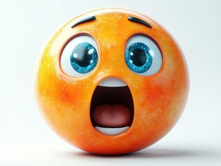three-dimensional emoji displaying an astonished face, with vibrant colors and expressive features, isolated on a clean white background, enhancing its impact and playfulness