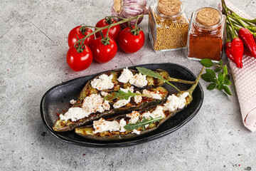 Grilled eggplant with feta cheese