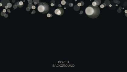 Bright Light grey bokeh on horizontal background.Vector lens flare spot light sparkles or shiny glittering glow beams for modern trendy Christmas celebration design template.Sparkling golden particles