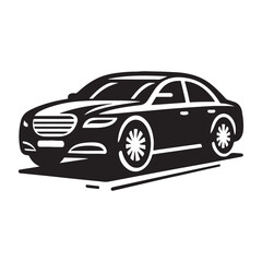 Fototapeta premium Minimalist car icon vector illustration, Generative Ai
