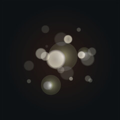 Bright Light grey bokeh on square background.Vector lens flare spot light sparkles or shiny glittering glow beams for modern trendy Christmas celebration design template.Sparkling golden particles