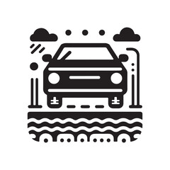 Minimalist car icon vector illustration, Generative Ai