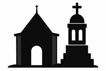 Church silhouette, tombstone vector illustration, tombstone silhouette

