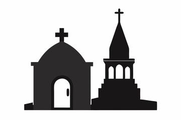 Church silhouette, tombstone vector illustration, tombstone silhouette

