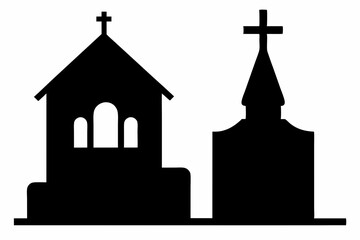 Church silhouette, tombstone vector illustration, tombstone silhouette

