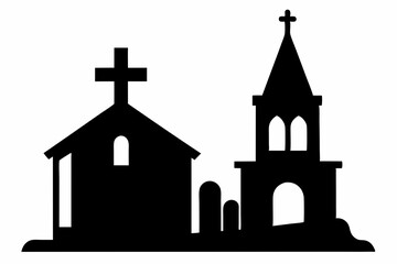 Church silhouette, tombstone vector illustration, tombstone silhouette

