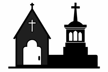 Church silhouette, tombstone vector illustration, tombstone silhouette

