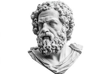 Fototapeta premium A grayscale sculpture of the head and shoulders of Socrates
