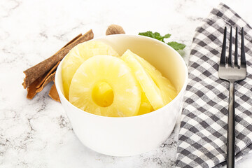 Sweet Canned pineapple in the bowl