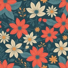 Seamless floral pattern with a variety of flowers perfect for fabric design, 