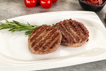 Grilled two beef burger cutlet