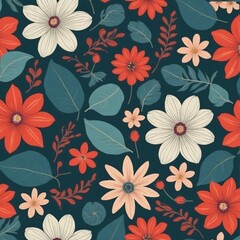 Seamless floral pattern with a variety of flowers perfect for fabric design, 
