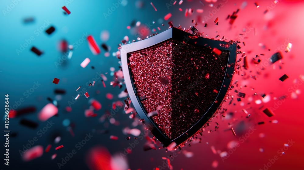 Wall mural a digital shield being attacked by a swarm of malicious code, representing the constant threats faci