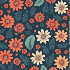 Fototapeta premium Seamless floral pattern with a variety of flowers perfect for fabric design, 