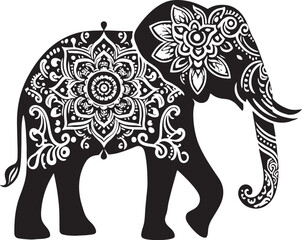 Mandala art elephant vector silhouette