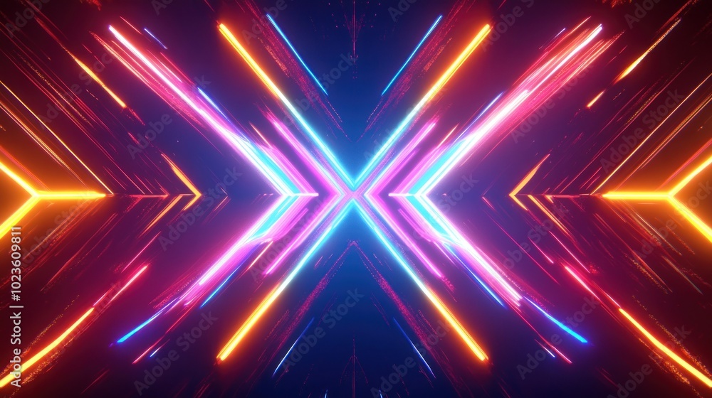 Poster abstract neon light design with intersecting lines