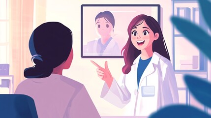 Animated Doctor Offering Online Consultation With Patient