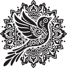 Mandala art bird vector silhouette