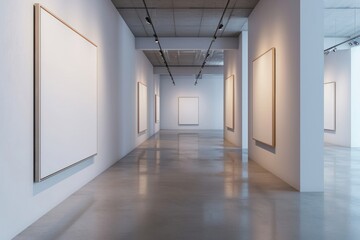 Fototapeta premium Empty scene of gallery wall floor architecture backgrounds.