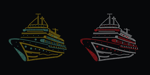 Rhinestone Cruise Ship Design. Template Rhinestone Cruise Rhinestone Cruise Ship Template. Cruise Ship Boat Rhinestone Creative Modern Instant Digital Sketch.