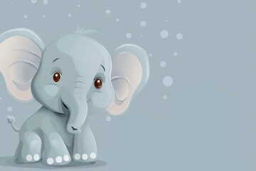 Obraz premium A cartoon elephant with a big smile on its face. The elephant is sitting on a blue background