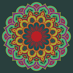Creative colorful mandala, simple outline design perfect for relaxing coloring book, stickers, patterns, yoga, planners, calendars. Bohemian mandala design, vector art illustration