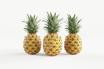 Fototapeta premium Fresh pineapple slices isolated on white background.