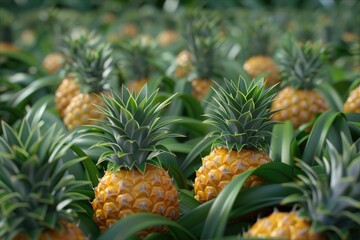 Obraz premium A lot of pineapple fruit background