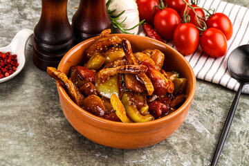 Asian cuisine pork in oyster sauce