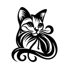  a cute cat head.silhouette,vector.illustration,imeag.