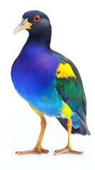 Fototapeta premium Purple Gallinule Bird on White Background, Photo Realistic, Pattern Background, Wallpaper, Cover and Screen for Smartphone, PC, Laptop, 9:16 and 16:9 Format