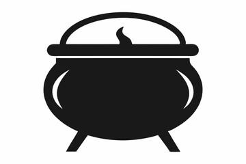 Cauldron silhouette, cauldron vector illustration, Witches black cauldron isolated on vector illustration
