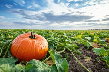 Pumpkin in agricultural field