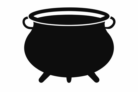 Cauldron silhouette, cauldron vector illustration, Witches black cauldron isolated on vector illustration