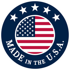 Made in the USA: badge, sticker or icon symbolizing the quality and origin of the products from the USA. Logo type. svg scalable vector for the web. High resolution