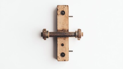 Rustic Wooden Spool with Metal Hardware and Screws