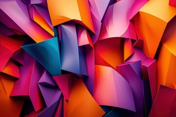 Obraz premium Abstract Geometric Composition with Vibrant Orange, Purple, and Blue Hues