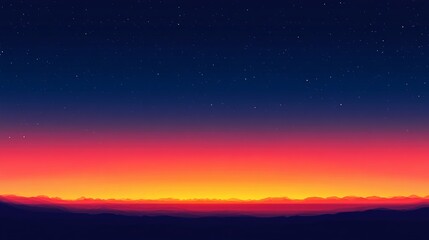 Sunset sky, shimmering orange and blue, like a cosmic background; cloudless evening sky in red shades.