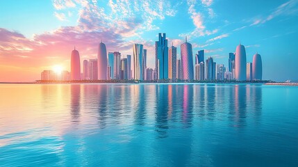 Fototapeta premium Modern city over the water