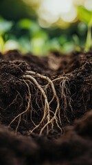Fototapeta premium Delicate Roots Intertwined in Rich Soil