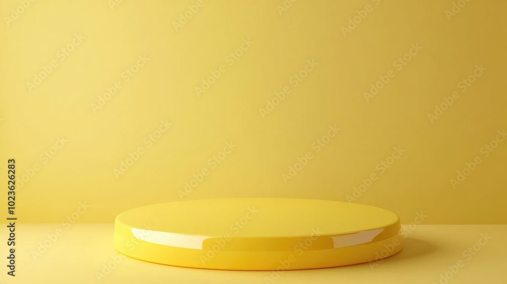 Poster 3D rendering of a minimalistic yellow podium set against an abstract background Ideal for advertising design including cosmetics technology food fashion and luxury product displays Illustration su