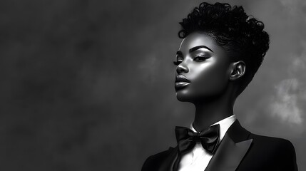 Black and white photograph of an African American woman wearing formal attire