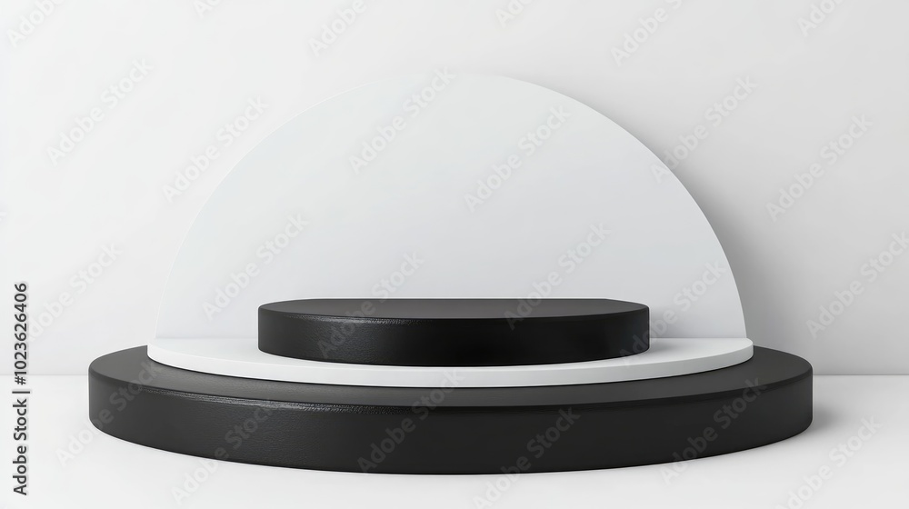 Poster 3D rendering of a podium product display stand against a white background